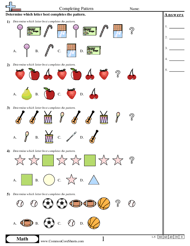 Continuing Patterns (Visual) worksheet